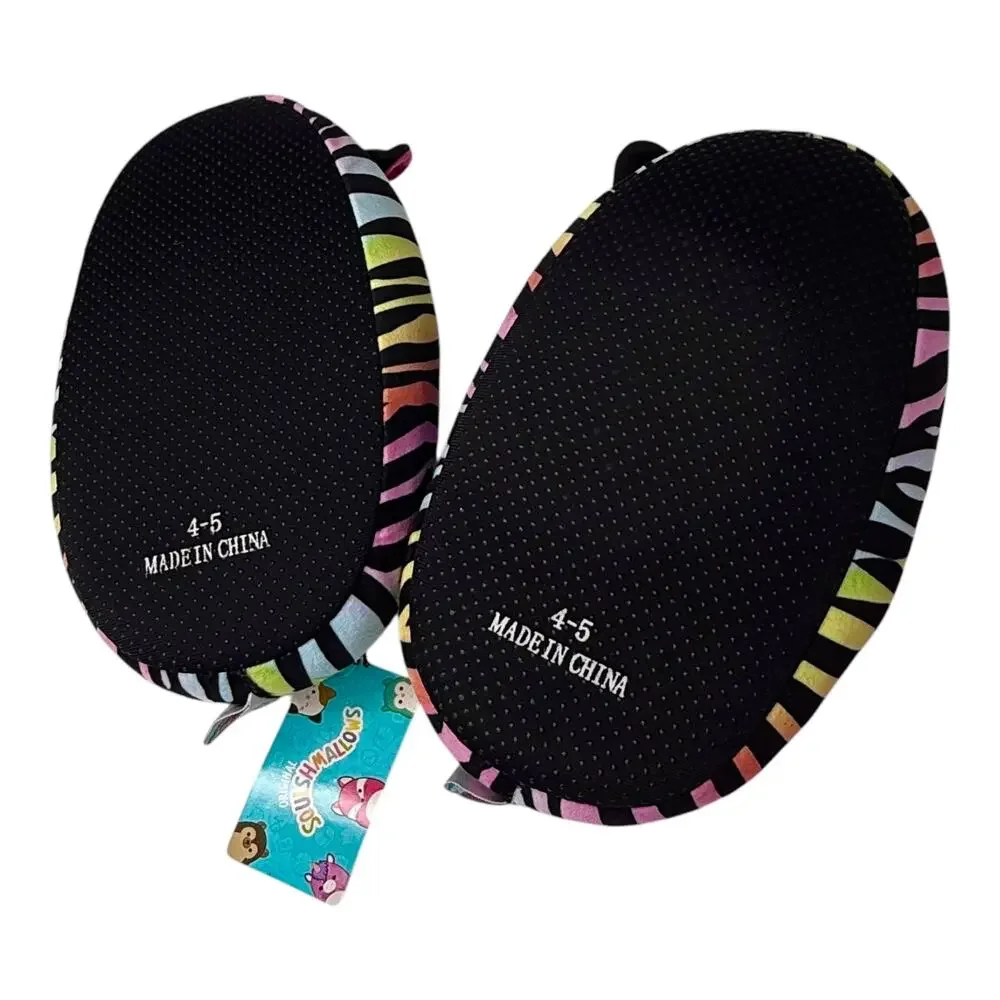 NEW Squishmallows Girls Plush Body Step In SLIPPER SHOES 4/5 Safiyah Zebra NWT